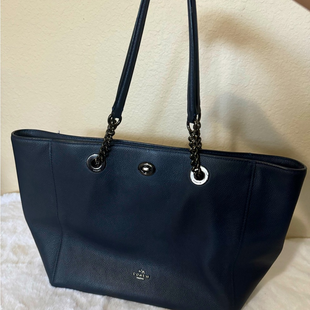 Navy coach hand bag